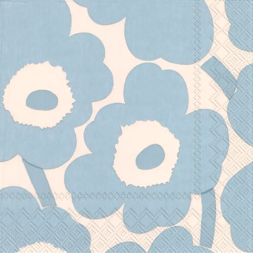 Serviettes 'Marimekko' Unikko bleu clair/blanc