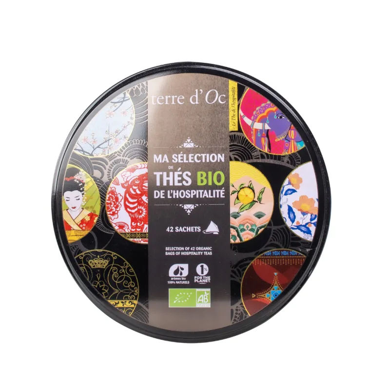 Coffret 42 sachets Thés Hospitalité (7 x 6 sachets carrés) - Bio