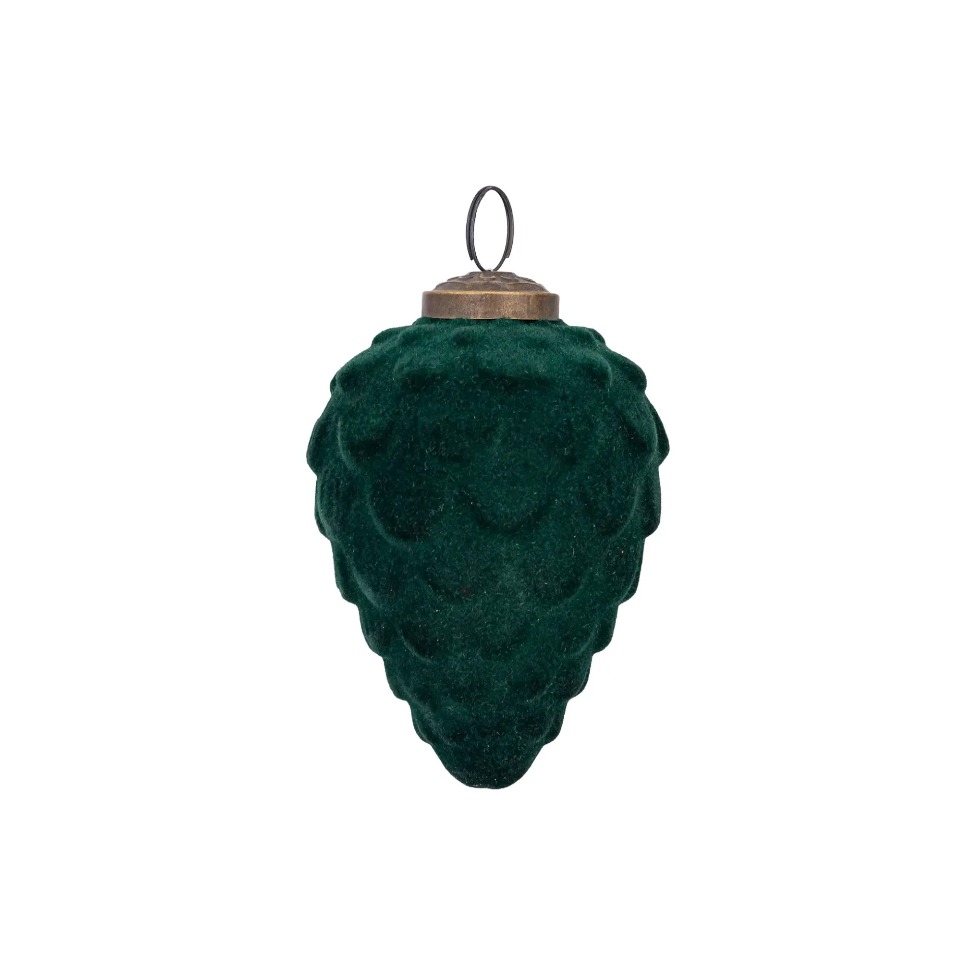 Boule 'Alezay' ø10x10cm Pomme de pin vert foncé floqué