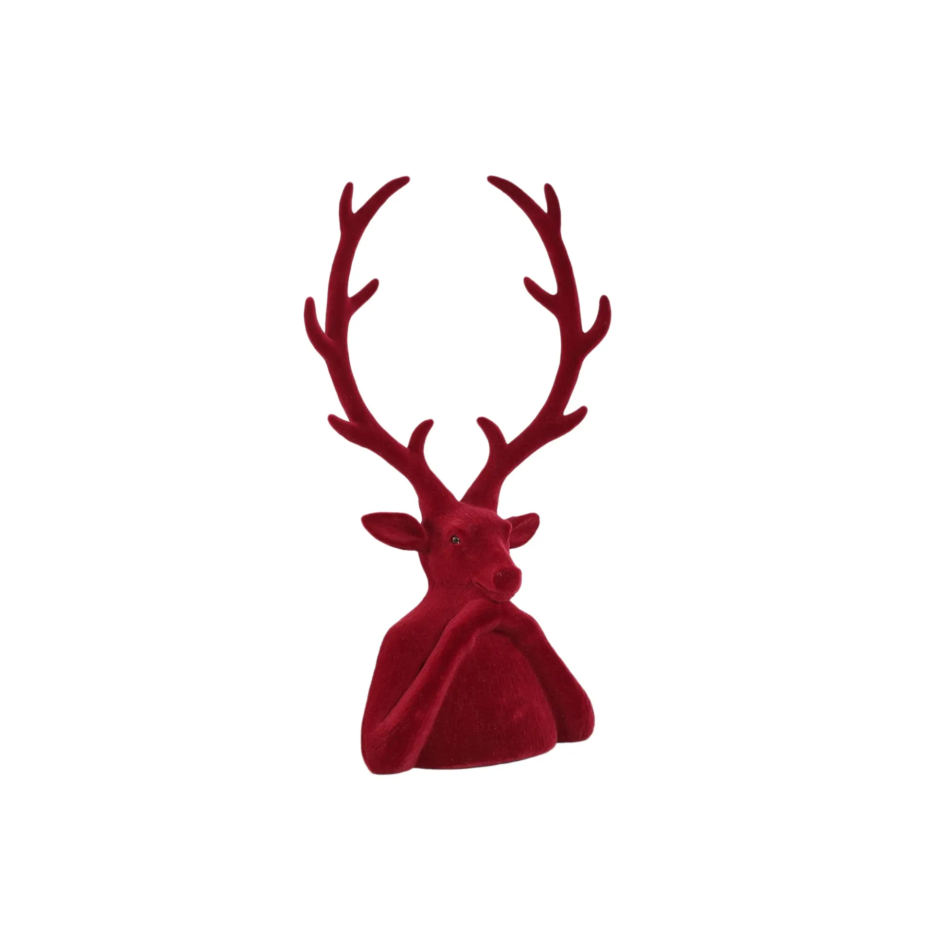 Déco 'Cerf Yule' 32,5x60cm bordeaux floqué