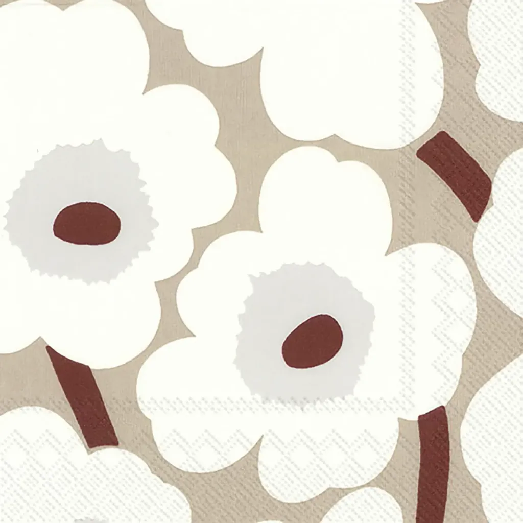 Serviettes 'Marimekko' Unikko Blanc/lin