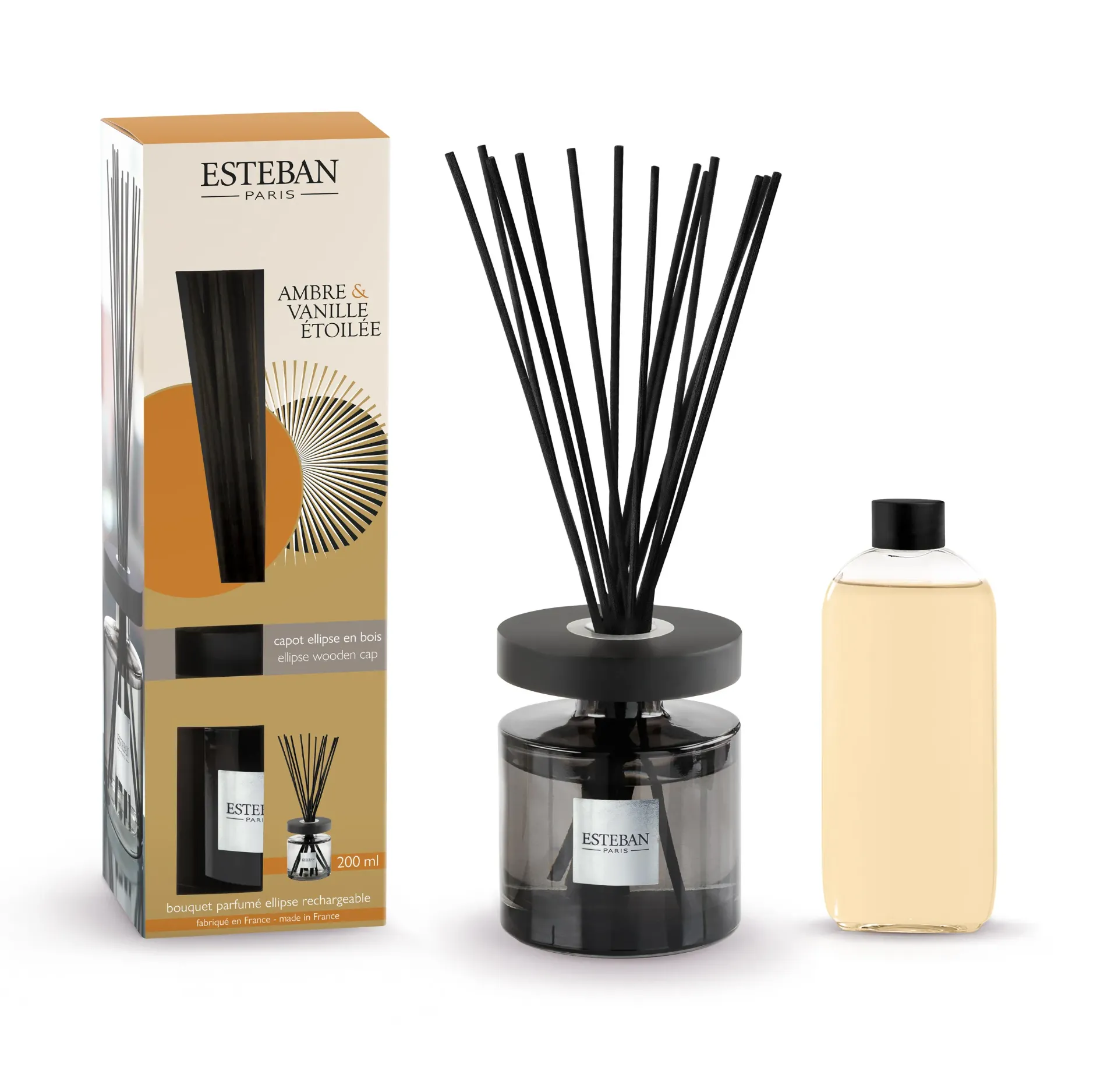 Bouquet ellipse 'Ambre & Vanille Etoilée' + recharge 200ml