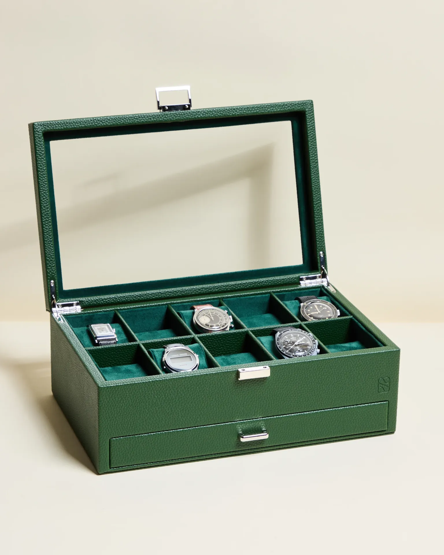 Boîte à montres 'Paul' 10 emplacements PU Vert avocat